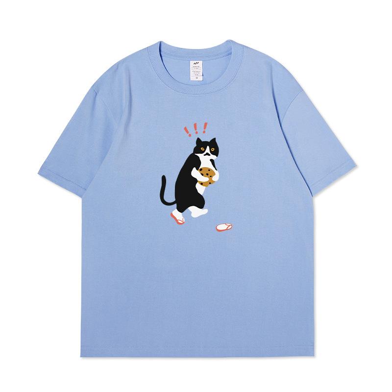 S1120693 Jugend-Kurzarm-T-Shirt mit Cartoon-Animal-Print-Top, Sommerkleidung
