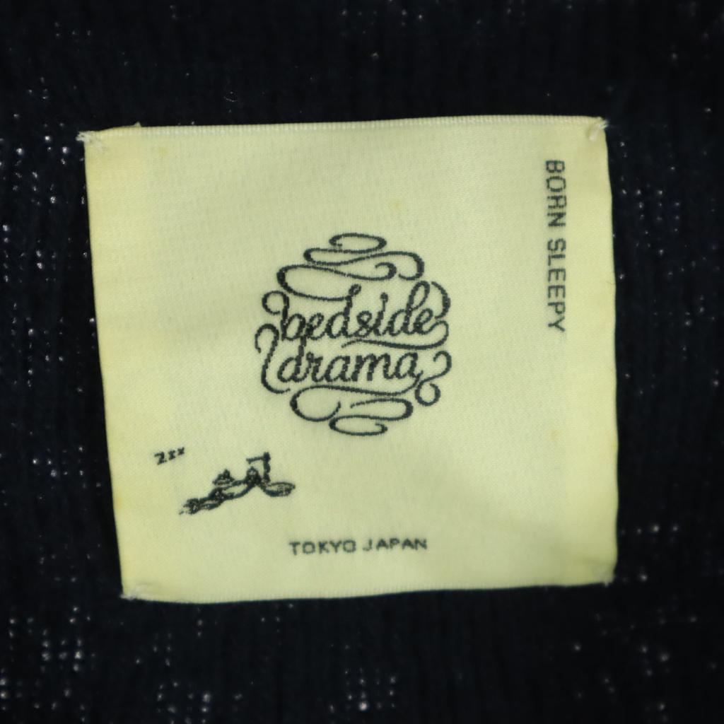 bedsidedrama made in Japan Long sleeve Shirt dress Navy switching knit Women Used