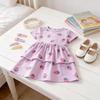 Girls Summer Cotton Princess Dress With Cartoon Pattern