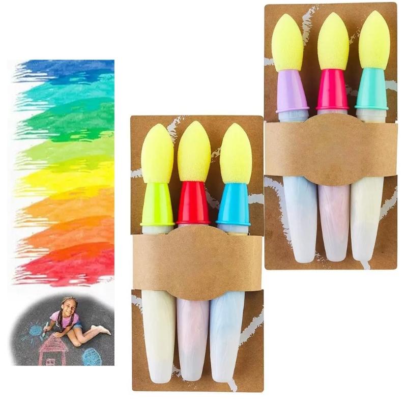 Set di Pennelli Vivaci per Gesso da Marciapiede Facile da Usare Non Tossico Materiali per Street Art per Bambini Insegnanti e Artisti all'Aperto