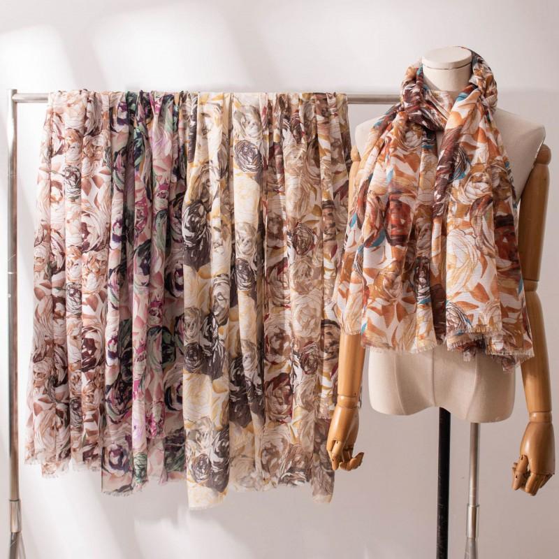 Womens Long Scarf Cotton-Linen Feel Thin Versatile Sun Protection