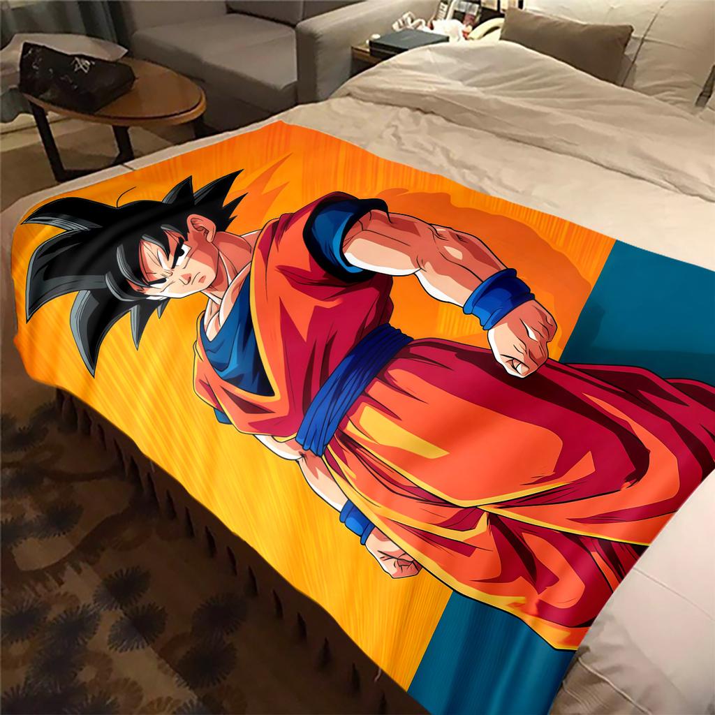 1PC Son Goku  Print Flannel Blanket, High quality All Seasons, Home Decor, Warmth and Comfort, Perfect for Christmas Gifts