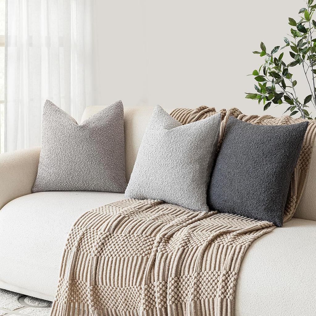 2-Pack Teddy Velvet Throw Pillow Covers, Contemporary Geometric Pattern, Knit Fabric, Hand Wash, Zipper Closure, for Living Room Decor