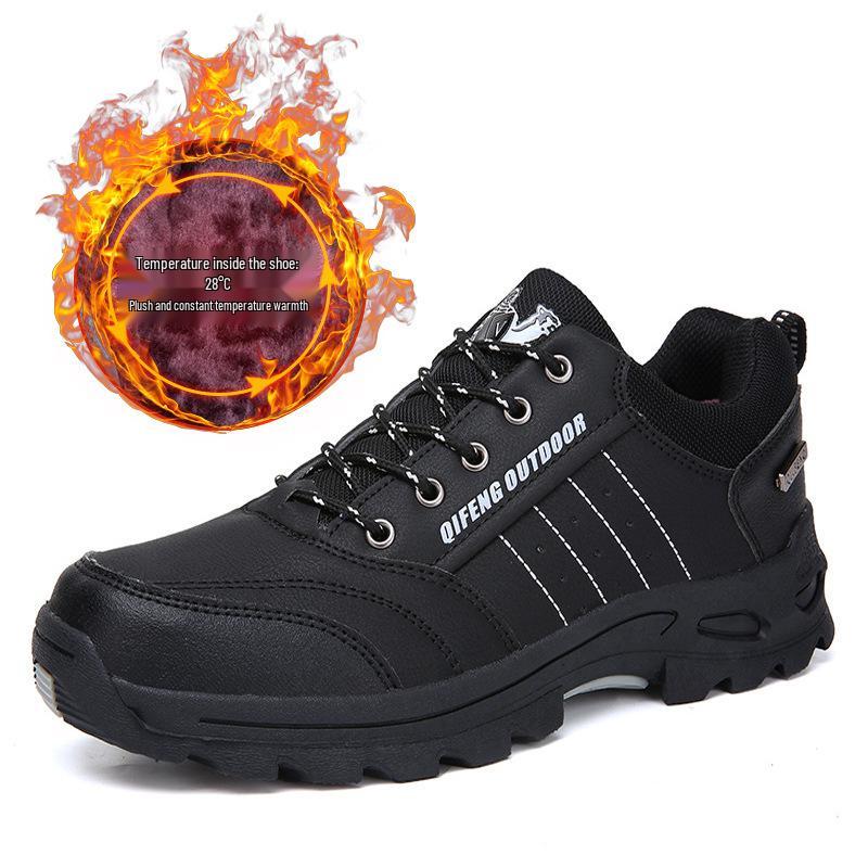 Men's and Women's Non-Slip Hiking Shoes - Plus Size, Autumn/Winter, Velvet-Lined