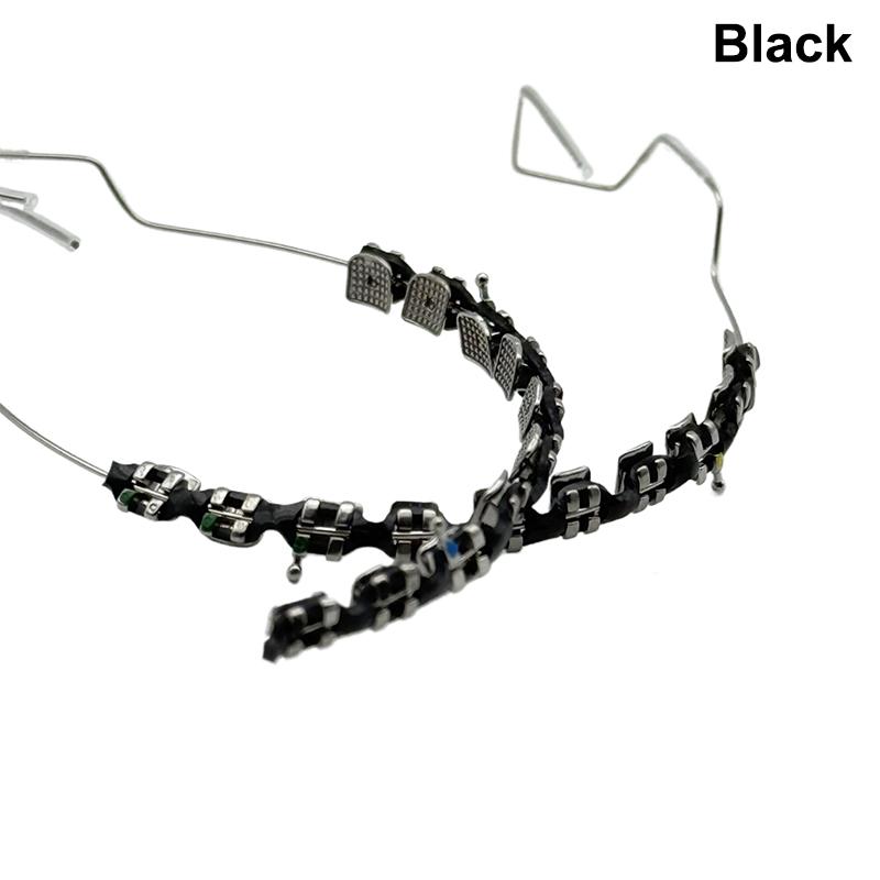 1 Pereche Aparate Dentare Metalice Arc cu Cârlige Bracket Metalic și Ligaturi Ortodontice Colorate Decor Temporar pentru Dinți