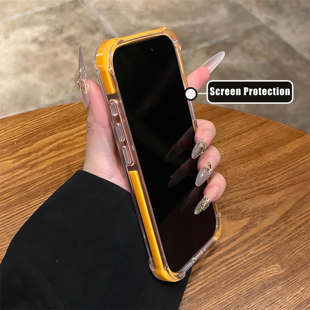 Four Corners Airbags Shockproof Acrylic Clear Case for iPhone 17 Air 16 15 14 Pro Max Clash Contrast Color Transparent Cover