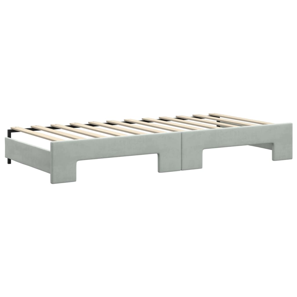 Pull Out Daybed with Mattresses Light Grey 90x200 cm Velvet