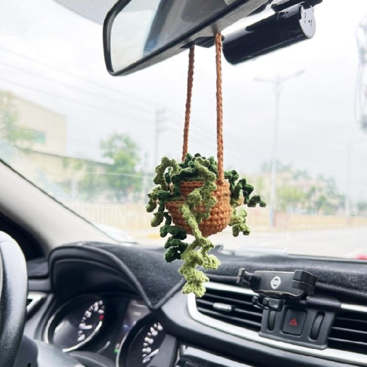 Handmade Crochet Car Styling Plant Succulent Car Plant Ornamentos Decoration