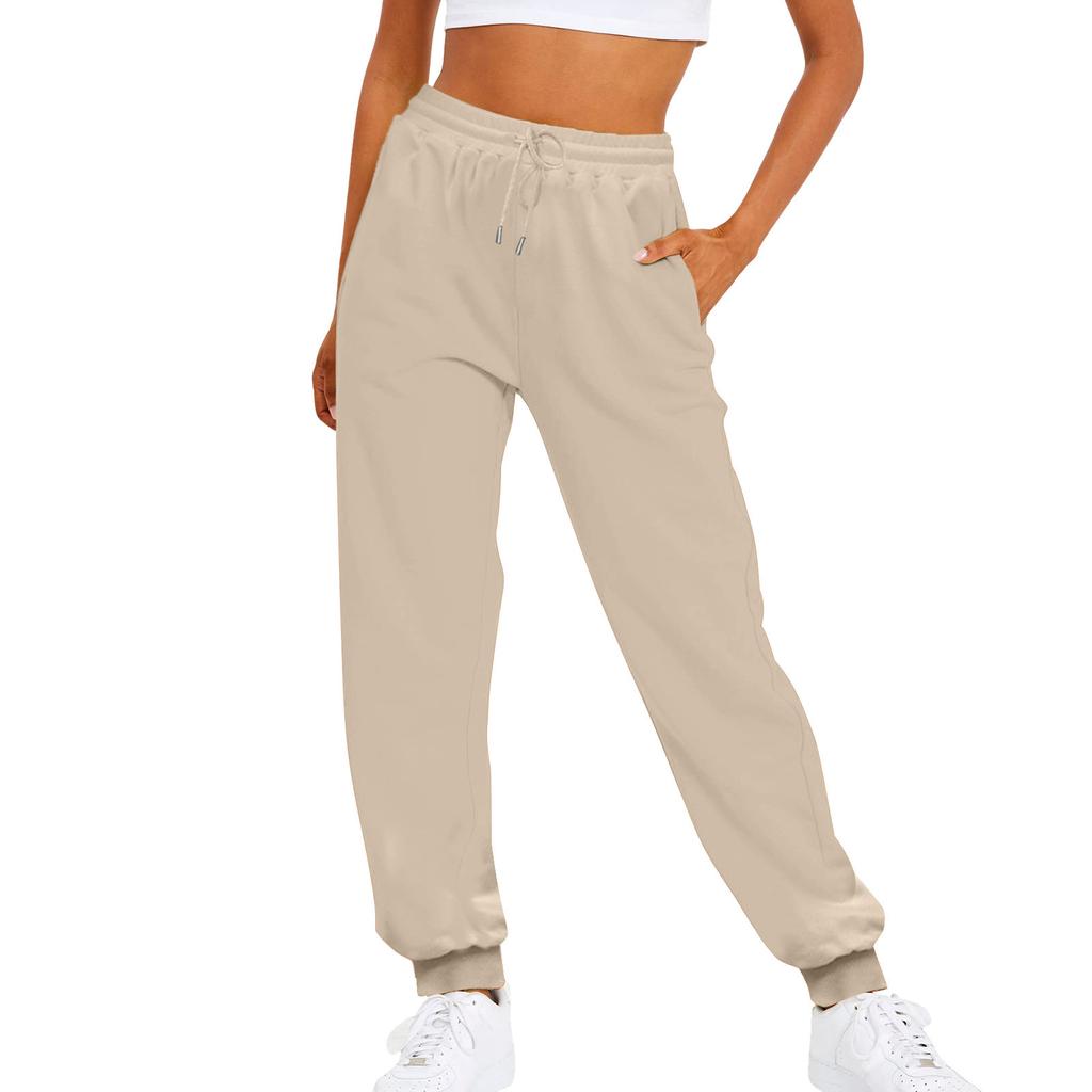 Damen Mehrfarbige Gepolsterte Jogginghose Lässig Joggen Sport High Waist Locker Kordelzug Täglich Lässig Damen Hose