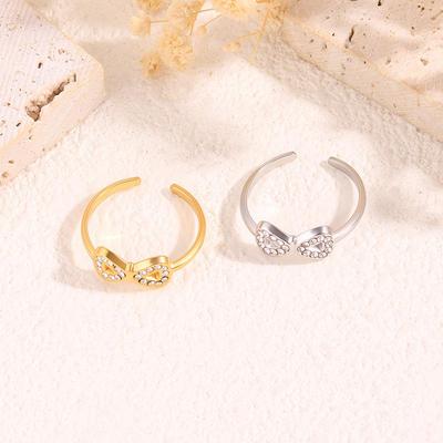 Elegant Diamond Inlaid Titanium Bow Ring for Women – Non-fading, High-End Luxury Jewelry