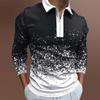 Slim Fit Long Sleeve Zip Polo Shirt, Stylish Casual Men's Top