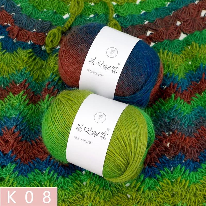 50g/Knäuel Regenbogen Baumwollgarn und Leinen Farbverlauf Handhäkeln Langabschnitt gefärbt Hand DIY Häkeln Schal Schal Zopfgarn Faden