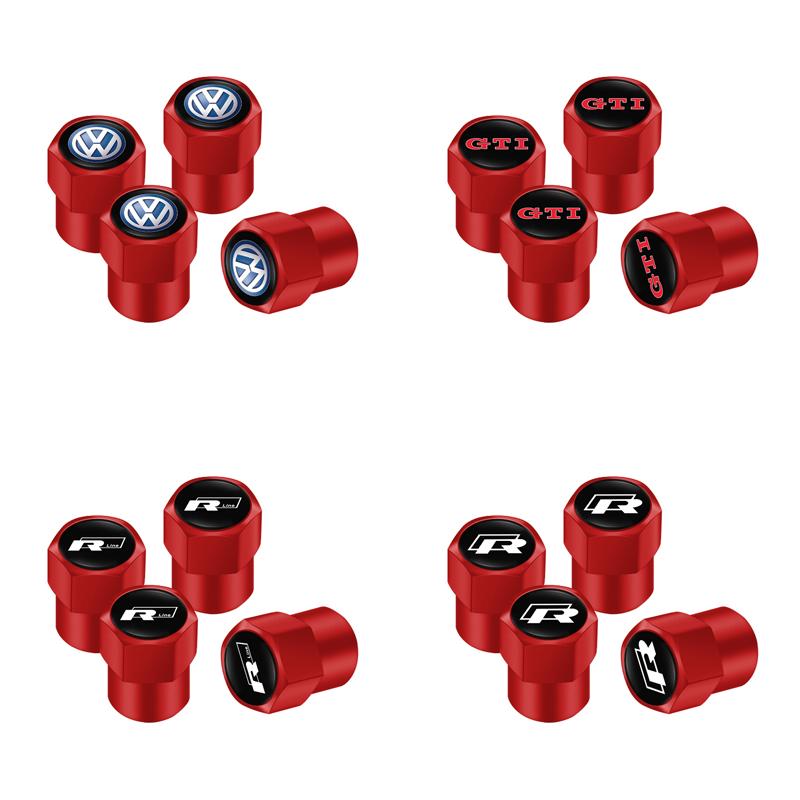 

Для VOLKSWAGEN VW 4 шт. Металеві ковпачки клапанів колісних дисків з болтом, пильовики Для Volkswagen GTI R-Line R Polo T5 Golf Passat GTI