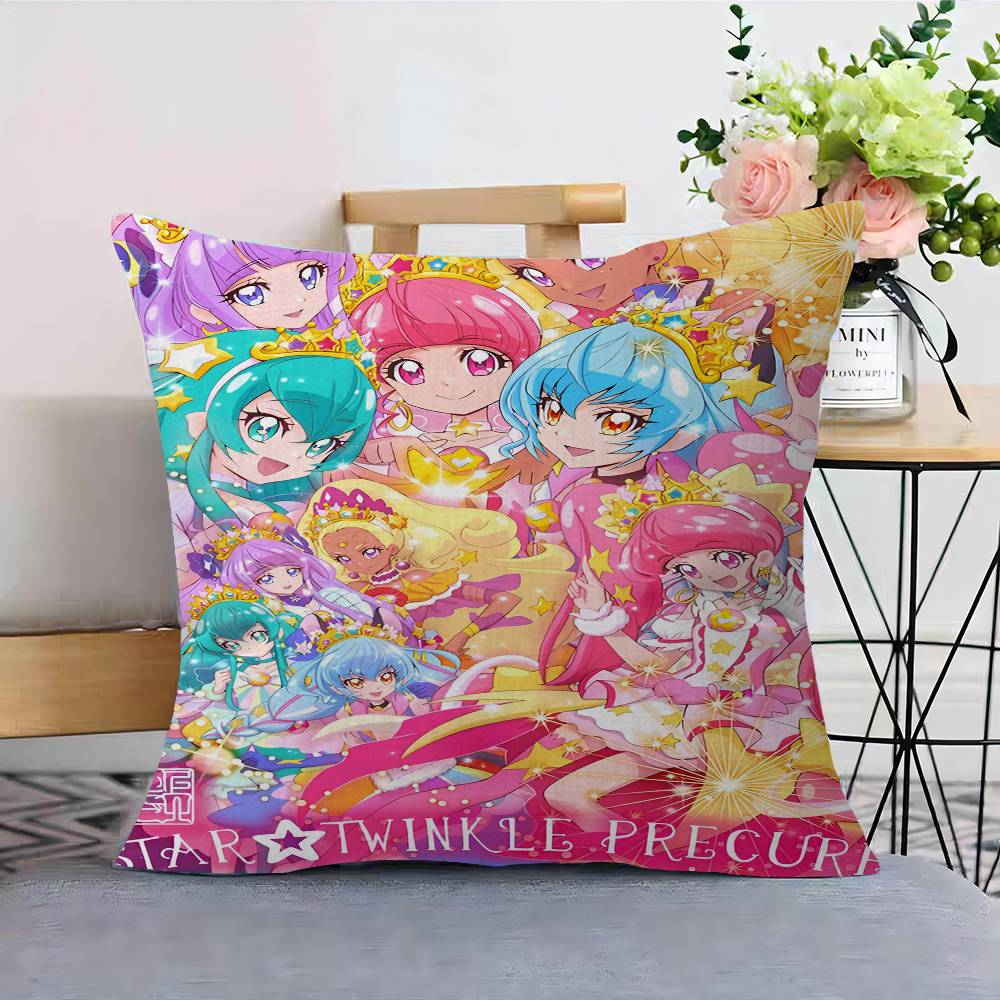 Precure Anime Pillow Covers Cartoon Sofa Decorative Home Double-sided Printing Short Plush Cute Cushion Cover