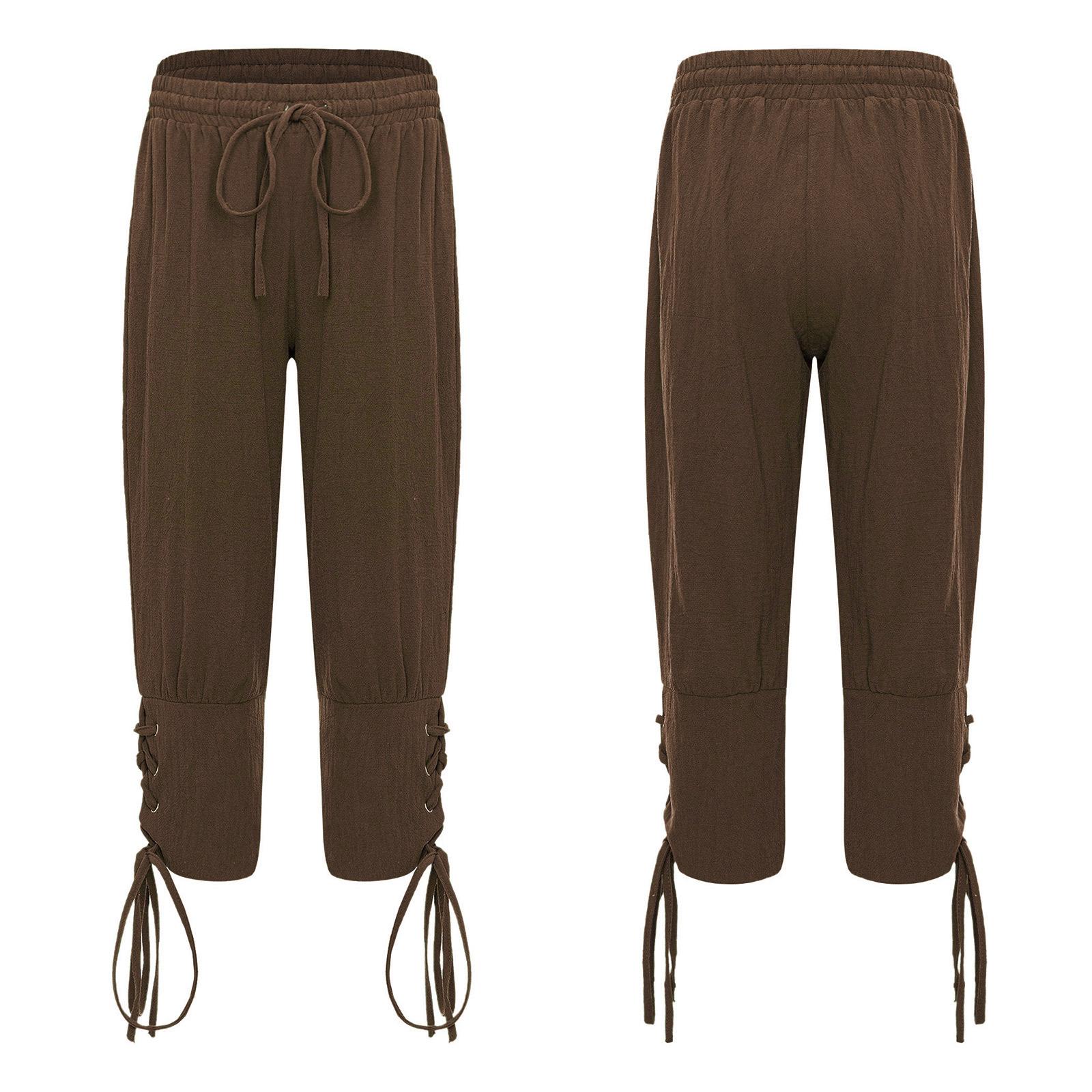 

Хлопчачі піратські штани Середньовічні штани з манжетами на щиколотках Костюм для косплею вікінга Ренесансний костюм для Гелловіну 9-10 Years кавовий