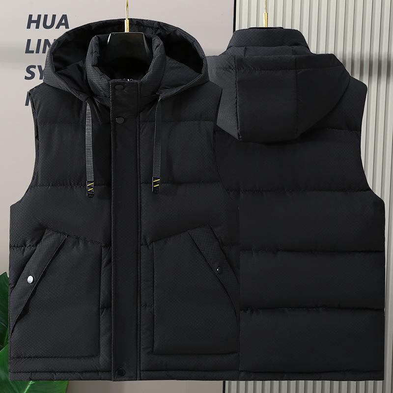 

Thick Vest, Autumn and Winter Casual Men s Plus Size Vest Jacket, Fashionable and Warm, Shoulder Length XXXXXXL чорний