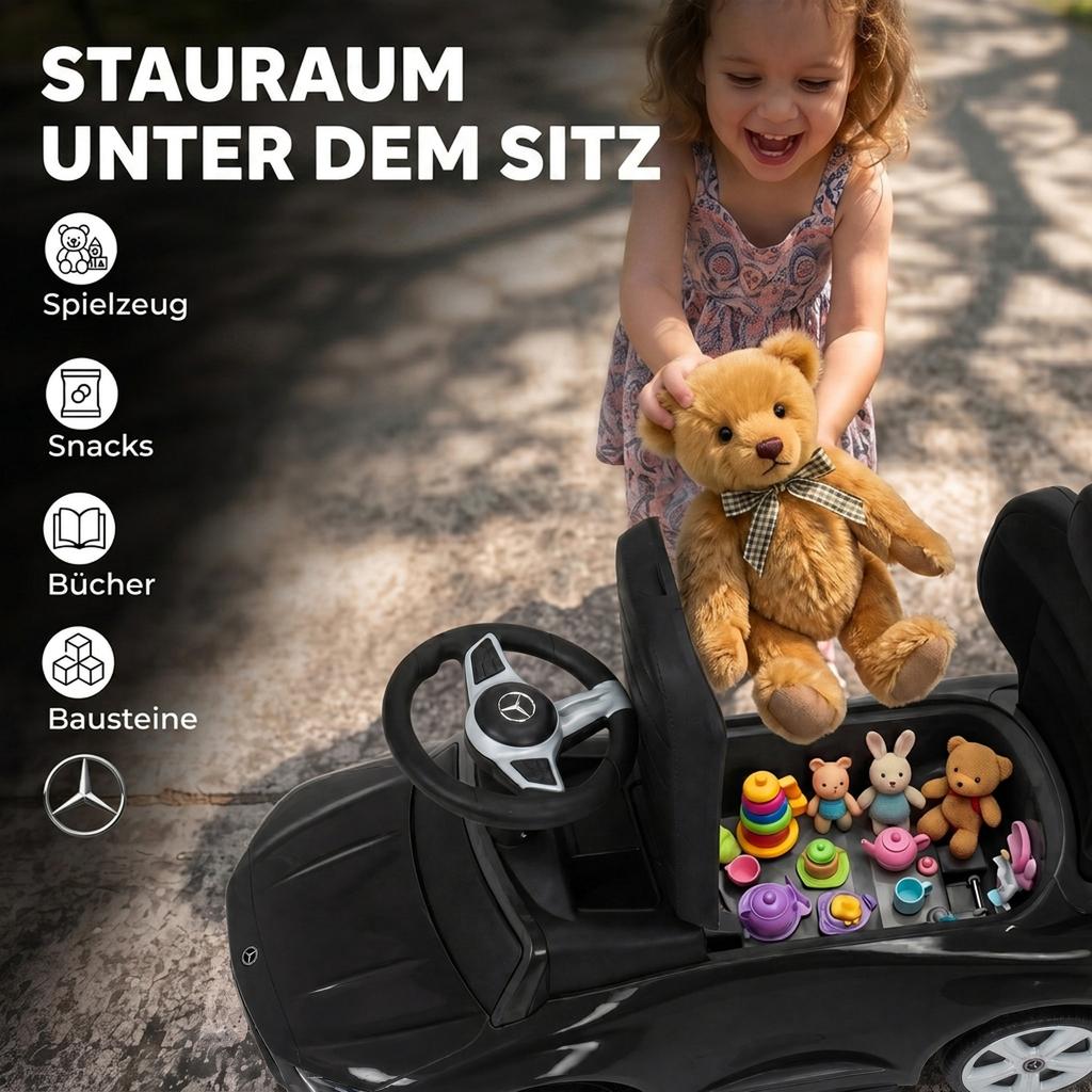 3-in-1 Ride-on Car with Push Bar Mercedes-Benz Black