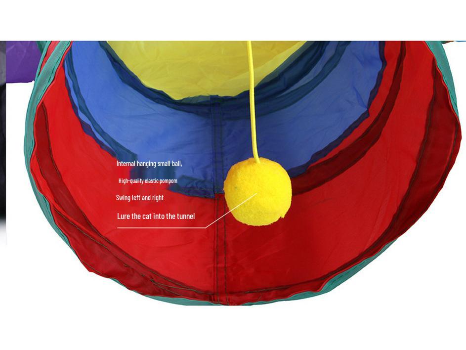 Rainbow Three-Way Foldable Cat Tunnel Toy