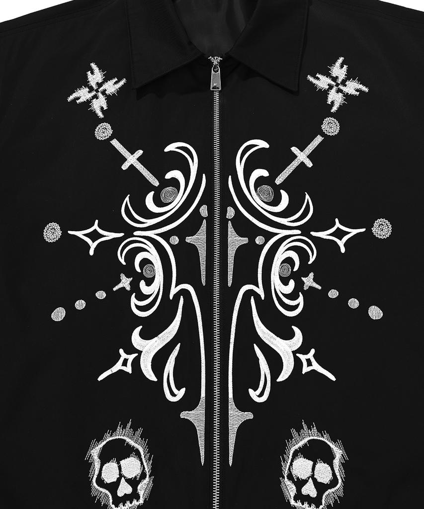 Openyard(Oy) Skull Embroidered Jacket - Black
