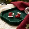 Holiday Dangle Earrings 1 Pair Christmas Stud Earrings, Sparkly Red Rhinestone Stocking Dainty White And Santa Hat Jewelry Gifts for Women Comfortable