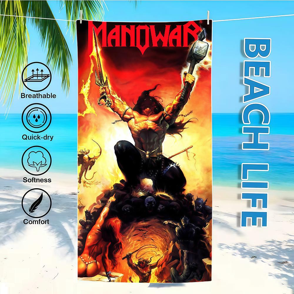 Handdoek M-Manowar Textiel Badjas Strand Sneldrogend Lichtgewicht Rock Draagbaar Kamperen Zwem Band Zwembad Reizen