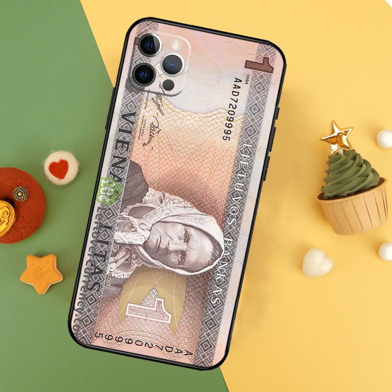 Lithuania Litas Money Cover For iPhone 16 15 14 13 12 11 Pro Max Plus Mini 7 8 X XS Max XR Phone Case