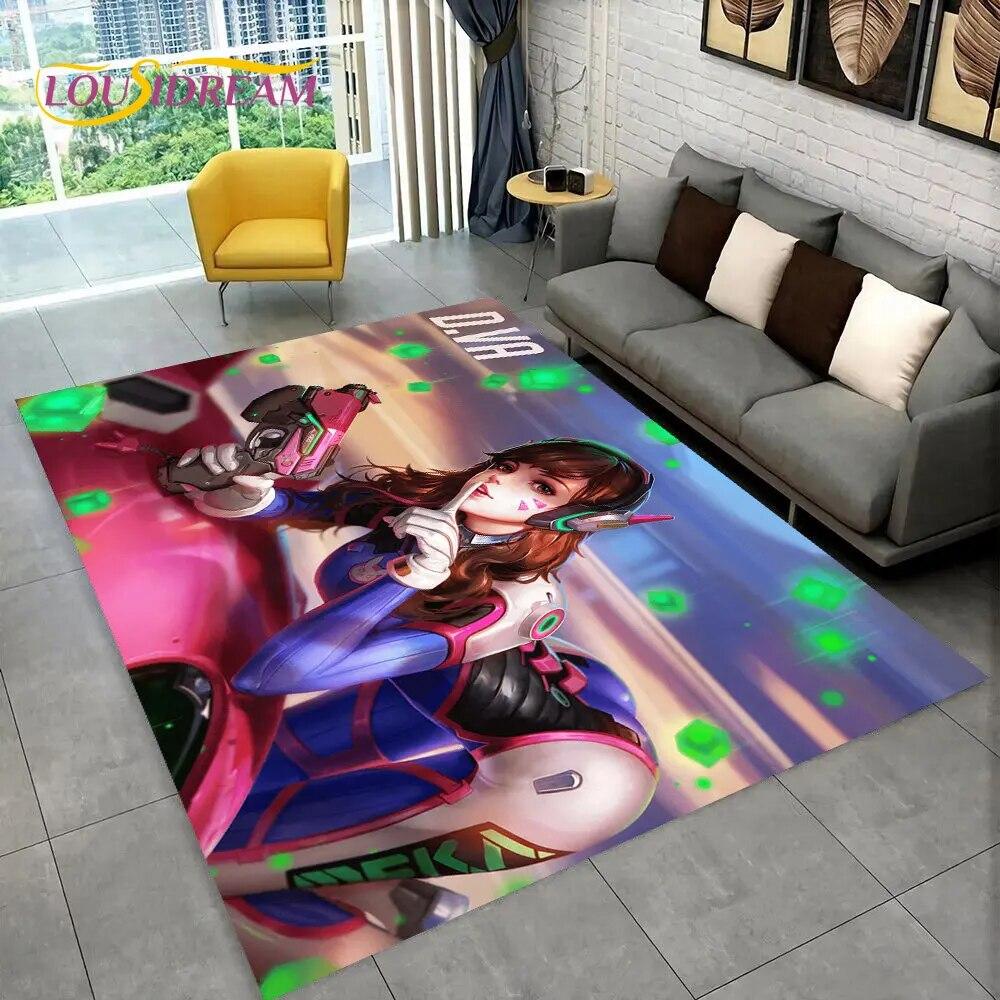 Overwatch Game Gamer DVA  Area Rug,Carpet Rug for Home Living Room Children's Bedroom Sofa Doormat Decor,kids Non-slip Floor Mat