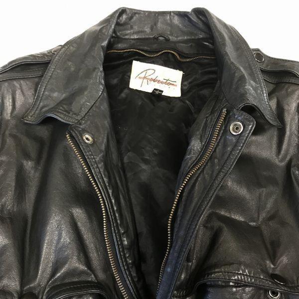 Roberto Gellini Genuine Leather Rider’s Jacket with Epaulettes/Men’s Size M/42/Black/(USED)