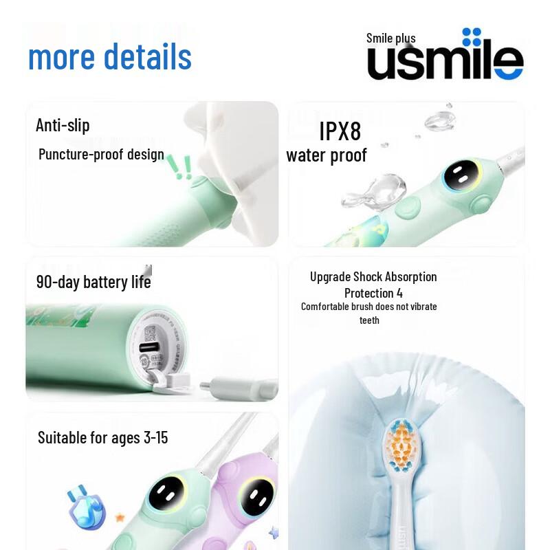 usmile Children's Electric Sonic Toothbrush Q20 CN plug (adapter included)