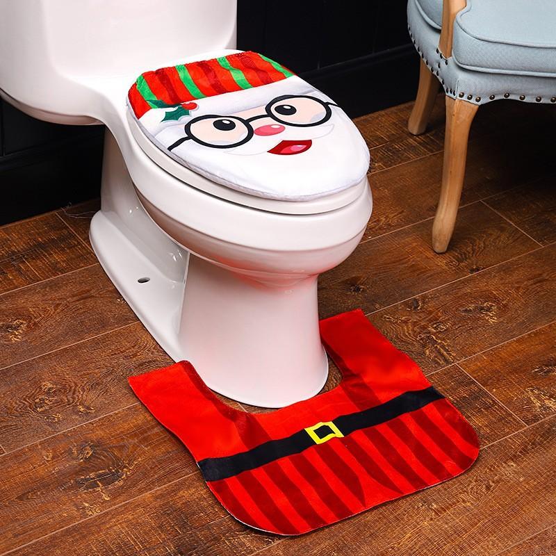 Christmas decoration supplies creative cartoon old man snowman toilet cover decoration two-piece hotel home decoration