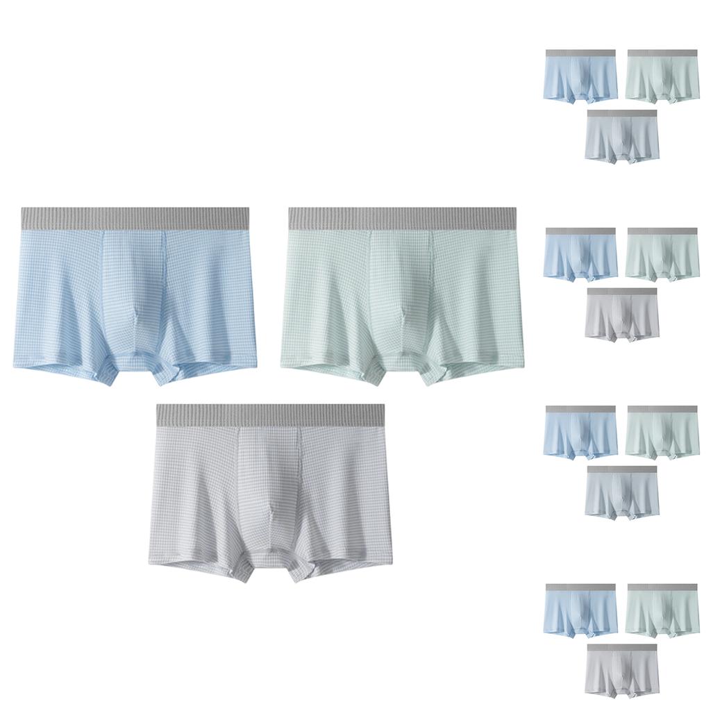 Men's Boxer Briefs 3 Pack Thin Breathable Fabric Elastic Waistband Soft Comfortable Fit Underwear Set