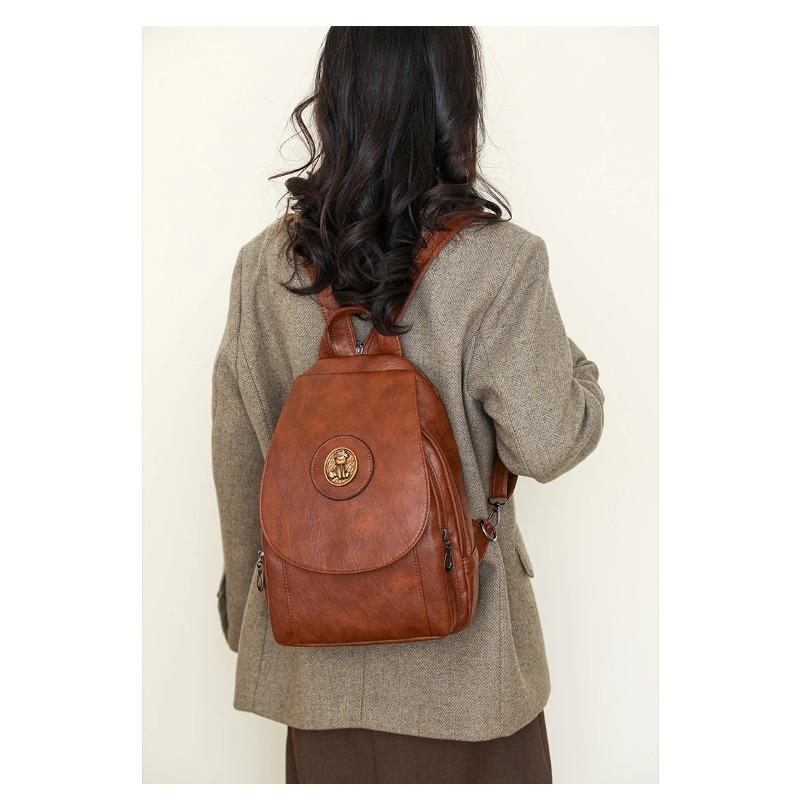 Soft Leather Backpack for Women 2025 New Fashionable Small Backpack Chest Bag Retro Casual Multi-purpose Single Shoulder Bag