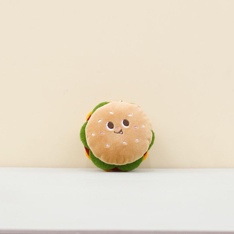 Plush Short Creative Burger Shaped Backpack Keychain Pendant Accessory Gift