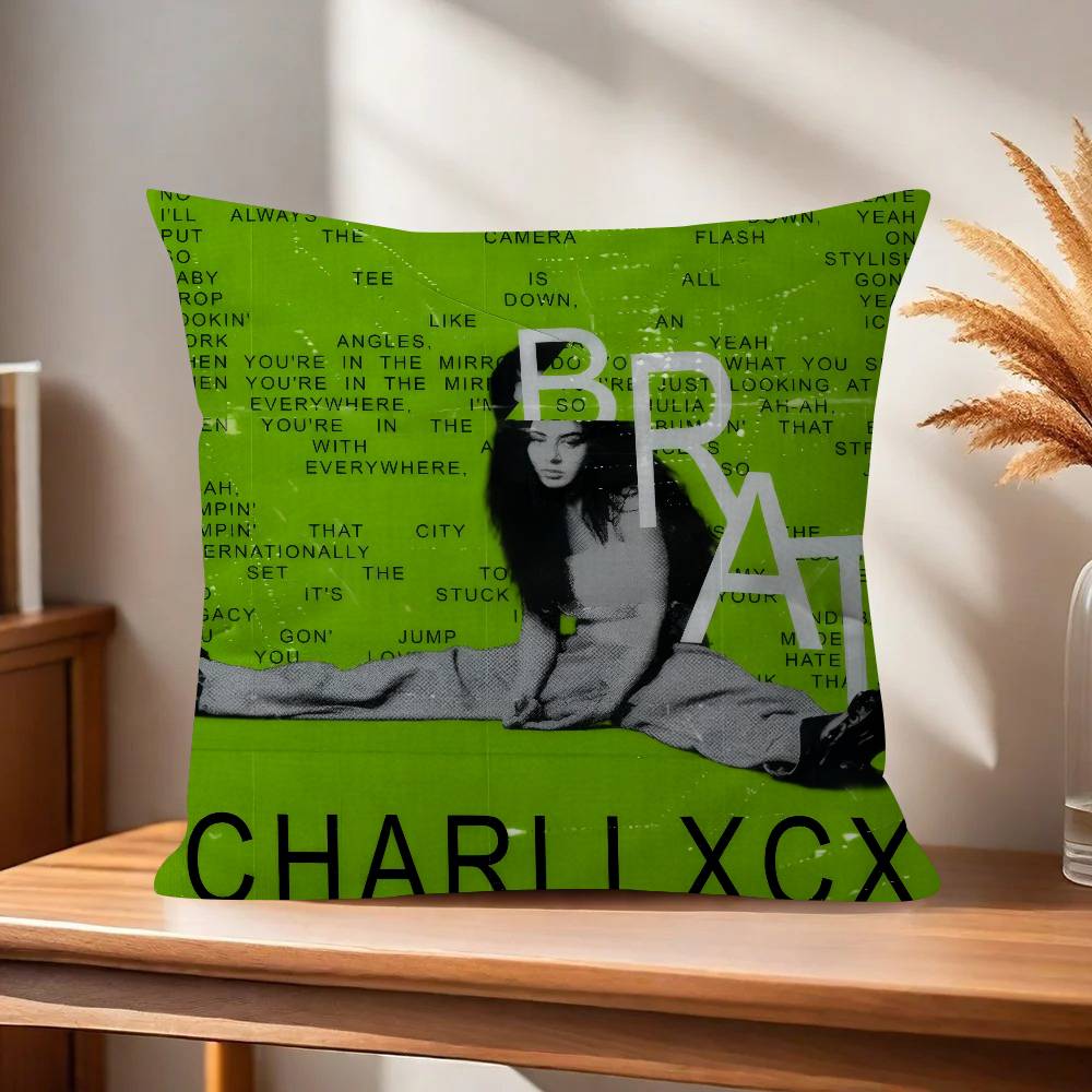 Singer CCharli XCX BRAT Pillow Cover for Bedroom Room and Living Room Sofa Decorative Cushion Cover