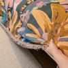 American Graffiti Flower Sofa Mat Wear Resistant Anti Slip Cat Scratch Resistant Settee Towel Chenille Tassel Edge Couch Cover