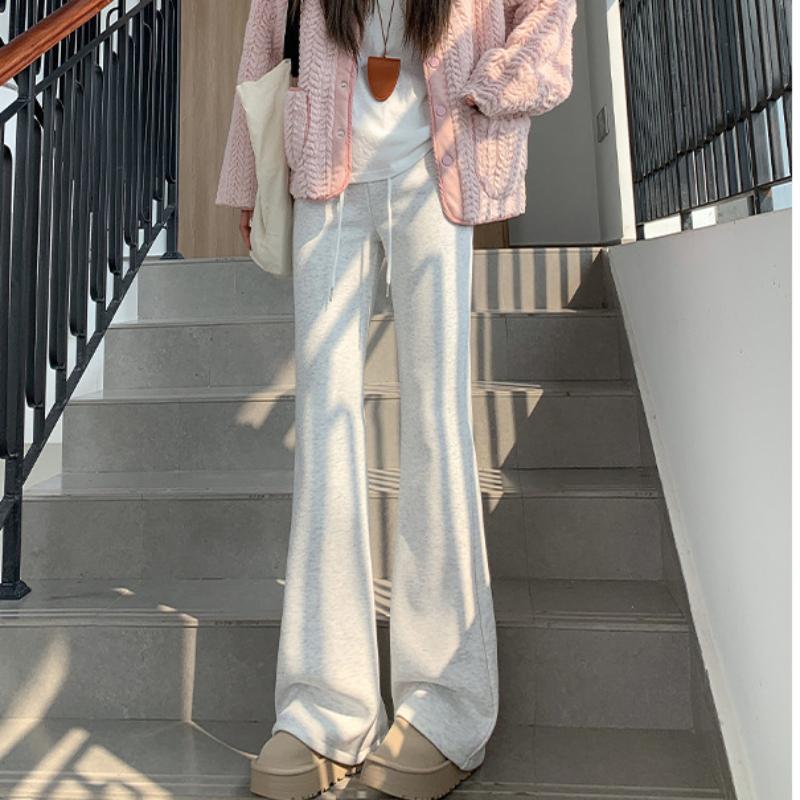 New College Style Soft Glutinous Pink Trousers for Women with High Waist Versatile Drooping Floor-moving Casual Trousers