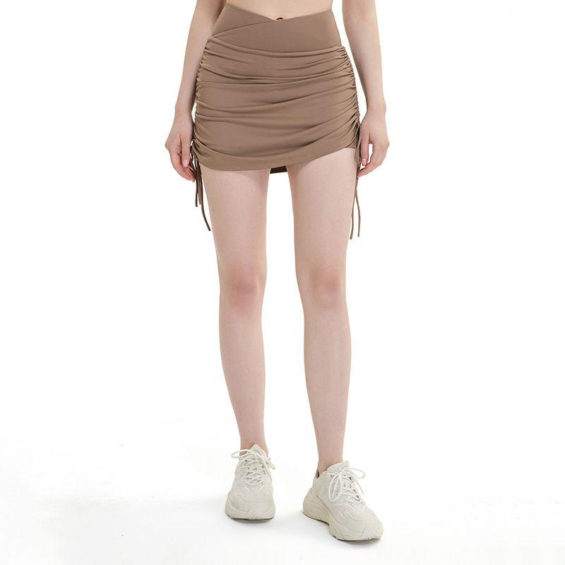 Spring and Summer Sexy Pleated Drawstring Slim Looking Irregular Lace-up Sports Yoga Latin Casual High Waist Culottes Shorts Women