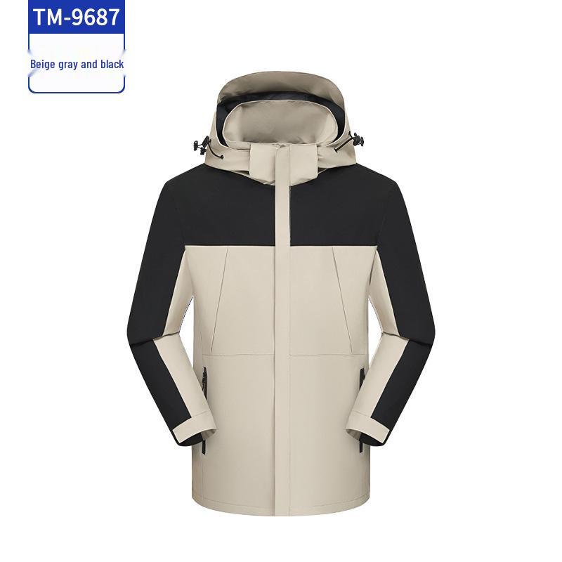Autumn/Winter Thin Windbreaker with Detachable Hood and Custom Logo, Turn-Down Collar, Windproof Workwear Jacket