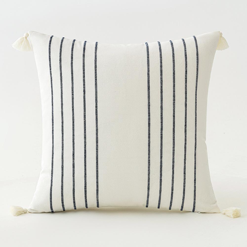 

Простые линии Подушка в стиле Инс Вышивка Кисточки Подушка Стиль Васаки B&B Отель Диванная подушка 45 * 45cm without core