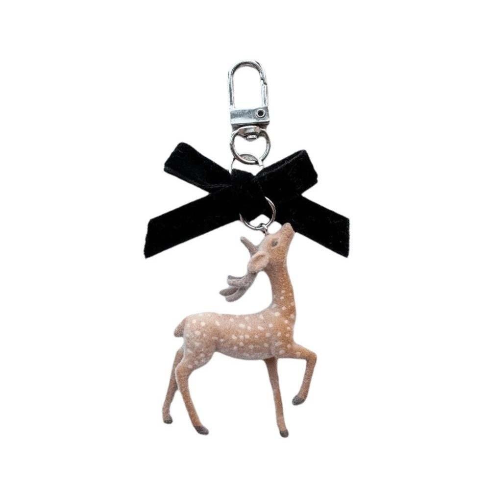 Flocked Flocked Pendant Miniature Animal Bag Charm Flower Bag Hanging Beaded Key Ring  Teens