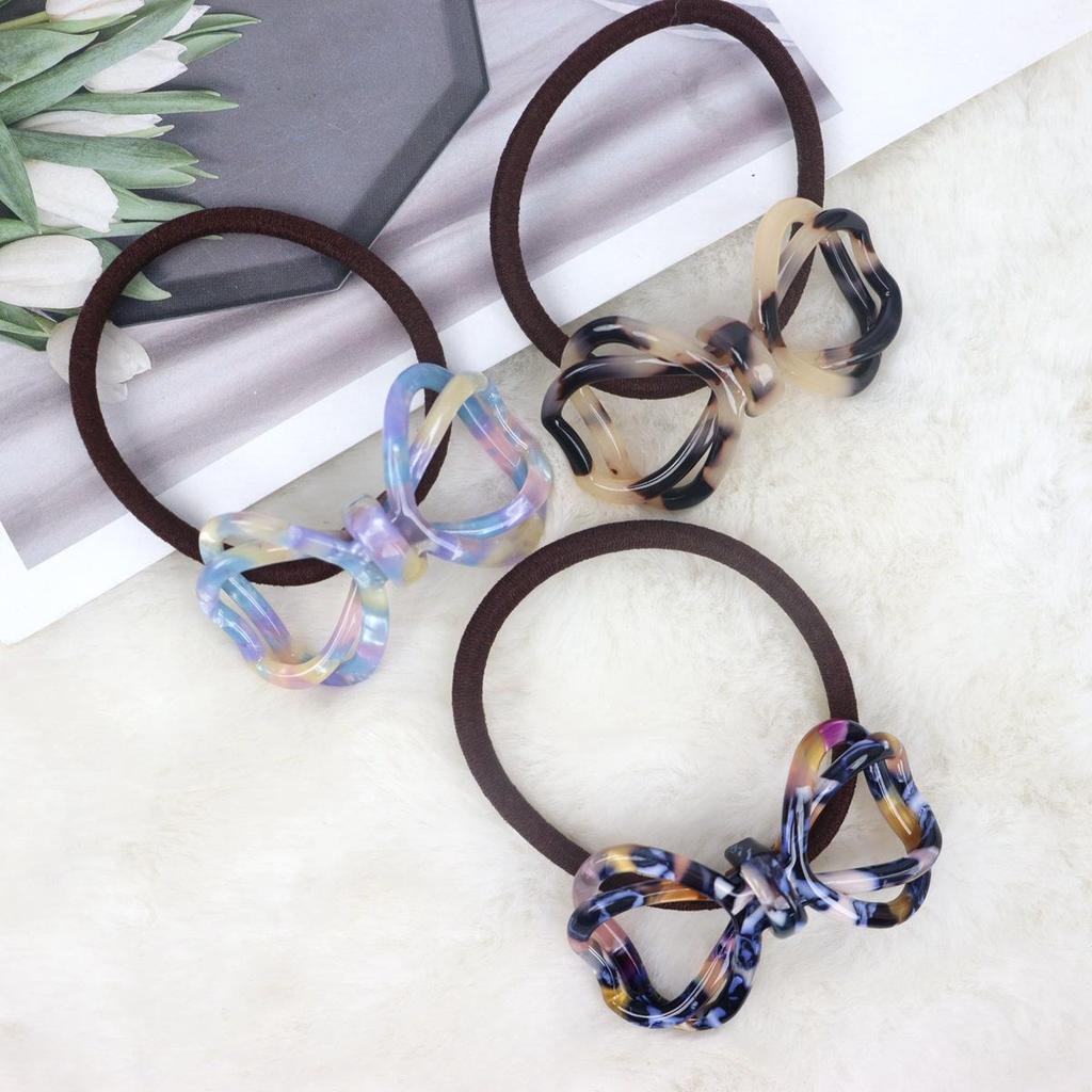 Nan Rui High Elasticity Bow Hair Tie, Korean Style Acetate Pearlescent Floral Ring