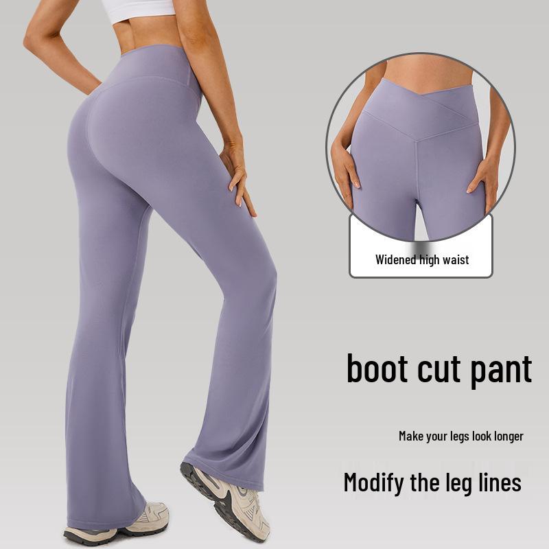 Women's Solid Color High-Waist Flare Yoga Pants