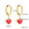 Love earrings simple personality cute girl color dripping oil heart stud earrings stainless steel earrings