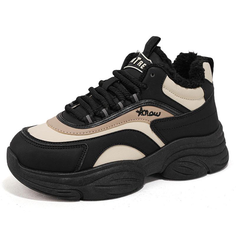New winter velvet cotton shoes sports shoes casual thick-soled heightening dad shoes non-slip EP