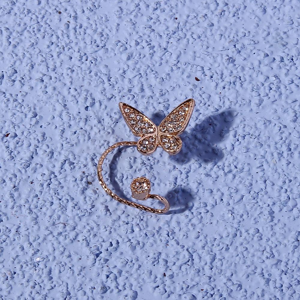 1 Piece Gold Color Butterfly Ear Clips Fashion Personalized Zircon Insect Ear Cuff Clip Earrings for Women Girls
