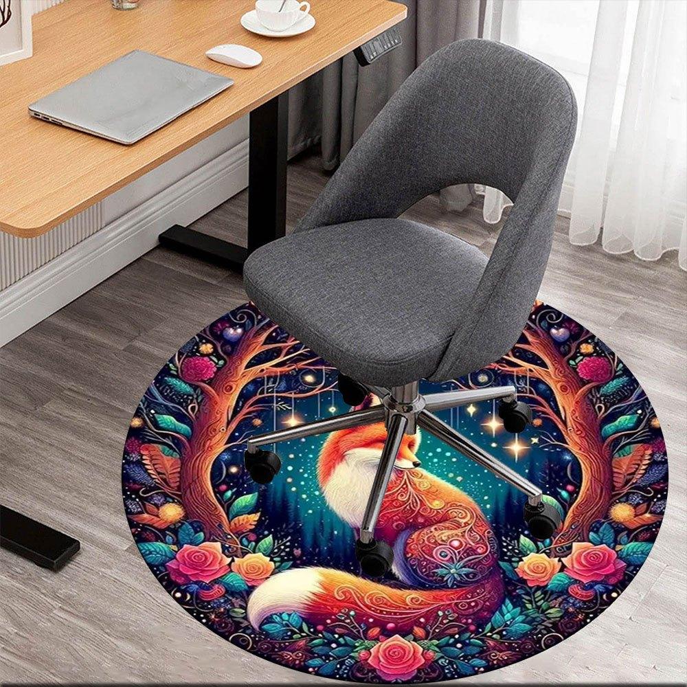 

Enchanted Forest Fox Wall Art DecorRound Non-Slip chair mat chair carpet for office Rugs for Office Decor Gift For Valentine s Day Mother s Day Hallow 80cm by 80cm