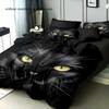 Comforter Cartoon Black Cat Pupil 3D Printed Bedding Set Cute Animal Style Luxury Soft Comfortable Home Polyester