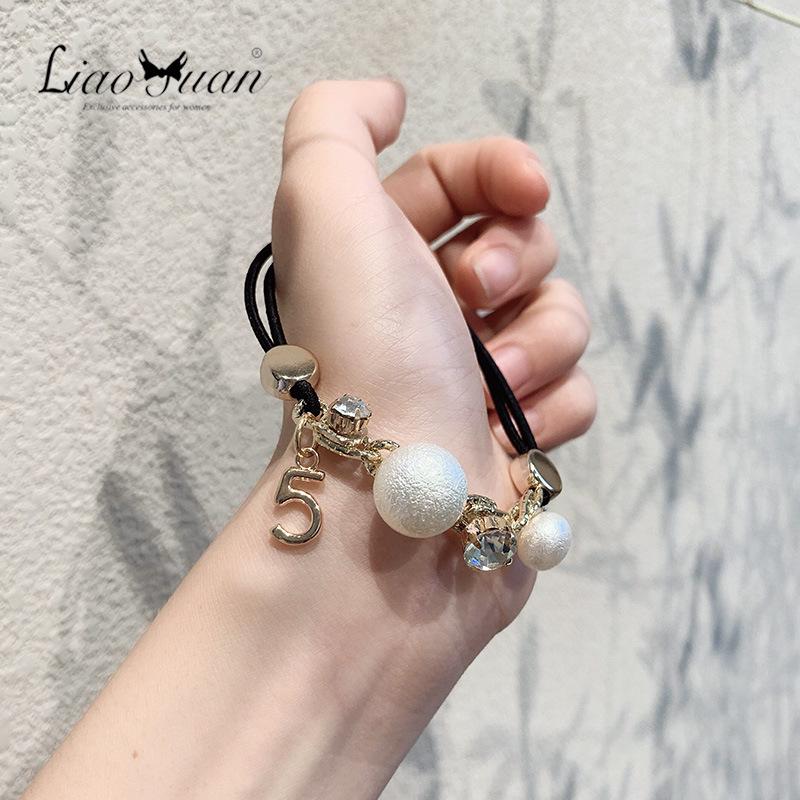 

Перлинний браслет-гумка для волосся: Двокомпонентна гумка для волосся в стилі корейської знаменитості для жінок