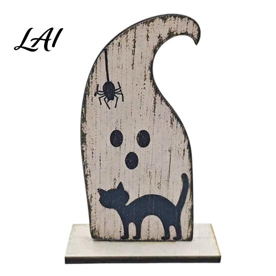 Stylish Courtyard Ornaments Cute Halloween Black Cat Pumpkin Skull Decor Vintage Boo Wooden Minimalist Home Accessories Signs Tabletop Decoration