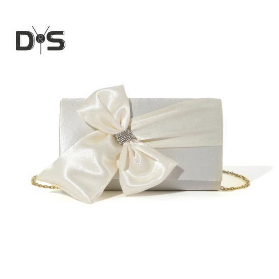 Imitation Silk Satin Clutch Bag with Bow Decoration Satin Fabric Cover Evening Handbag Weddings Formal Events Shoulder Bag
